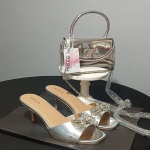 Torrid Shiny Silver Shoes and Mini Bag Set NWT